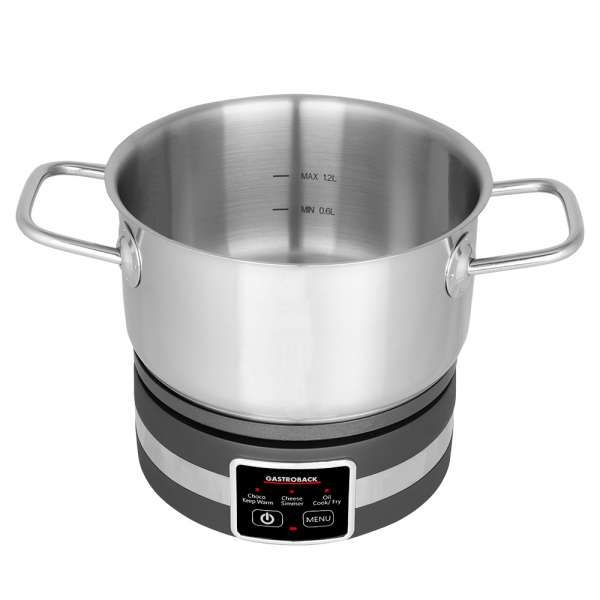 GASTROBACK® Fondue - 42568 - Fondue Multicook 4-in-1 & Kochplatte - 13 teiliges Fondue-Set mit induktiver Bratpfanne und Kochtopf für bis zu 8 Personen