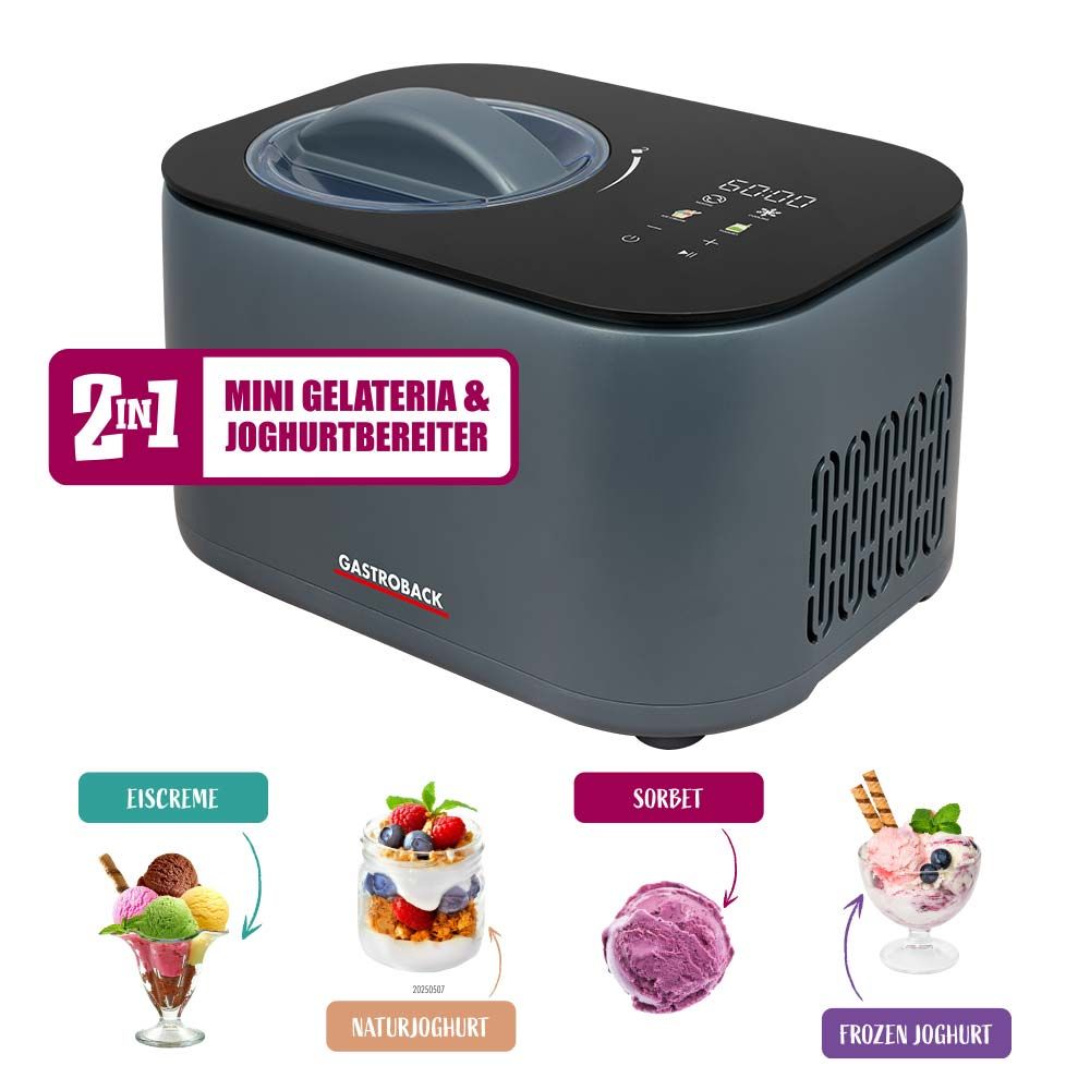 Eismaschine mit Kompressor klein 1 Liter | Gastroback Mini Gelateria 2-in-1
