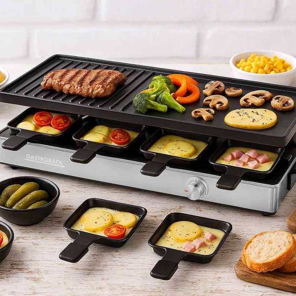 GASTROBACK - 42563 - Raclette Grill & Pancake Station - for 8 people - 2-in-1 - versatile multifunctional appliance - XXL double pans
