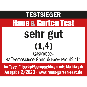 TEST Winner Filter Coffee Machines with Grinder - GASTROBACK® Coffee Machine Grind and Brew Pro - 62711 - Haus & Garten Test 2/2023